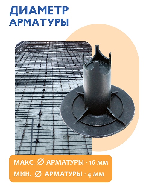 Фиксатор арматуры Промышленник стульчик под сыпучий грунт с литой опорой ФС 60 250 шт. фото 3