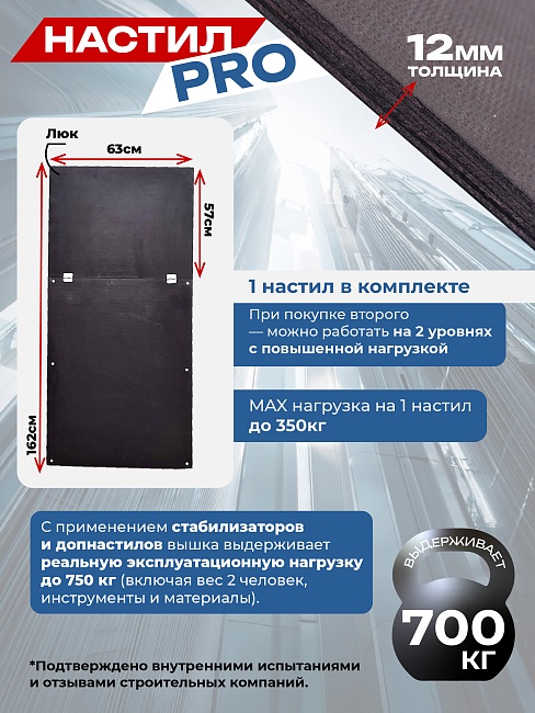 Вышка-тура Пром Ультра 700 усиленная 0.7х1.6 м, высота 7.6 м фото 8