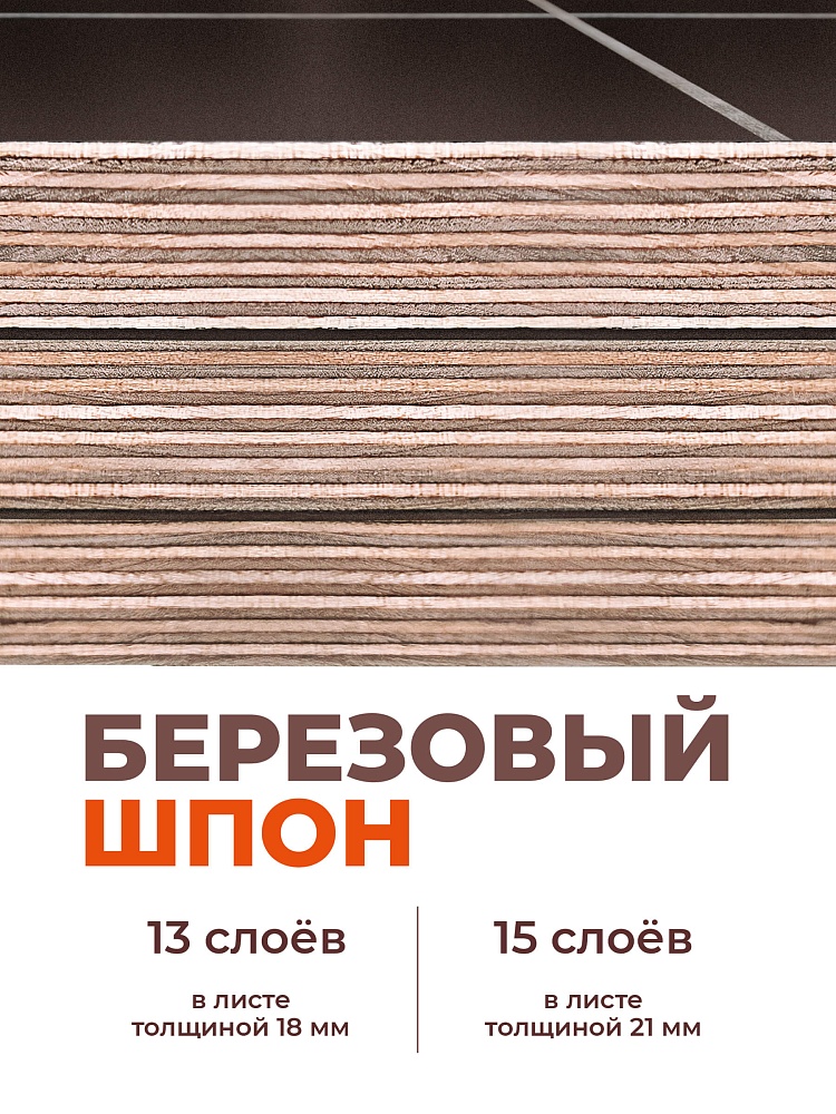 Фанера TEAM GRID ламинированная 2440х610х18 мм, береза, сорт 1/1 фото 2