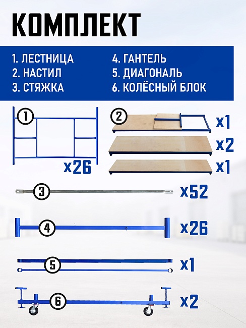Вышка-тура Промышленник ВСП ПРОМ 2.0х2.0, 16.0 м фото 4