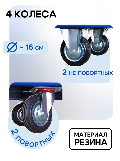 Платформенная тележка Промышленник 1200х700 ПБМ-7.12 160 мм с бортиком фото 4