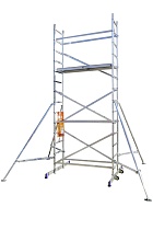 Алюминиевая вышка-тура ВТ6, Н=6м + доп.настил и 2 угловые опоры Купить Алюминиевая вышка-тура ВТ6, Н=6м + доп.настил и 2 угловые опоры