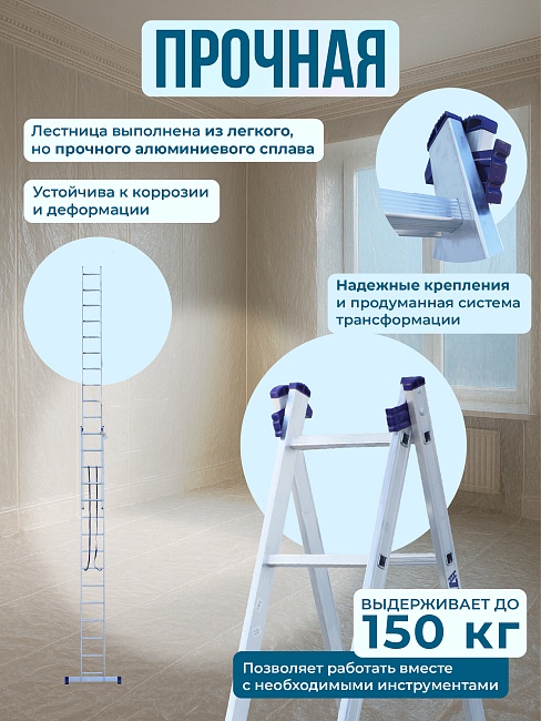 Лестница двухсекционная Alumet Ал 5214 фото 3